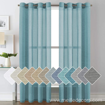Elegant Light Filtering Turquoise Semi Sheer Linen Curtains